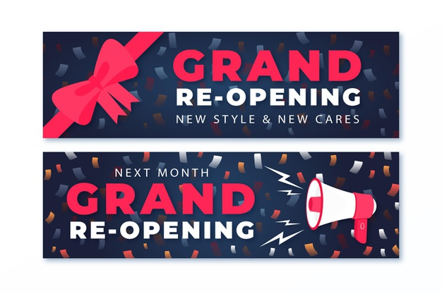shortly,reopening,reopen,open again,again,advert,grand,soon,message,opening,open,celebrate,sales,store,sign,shop,marketing,template,business,banner