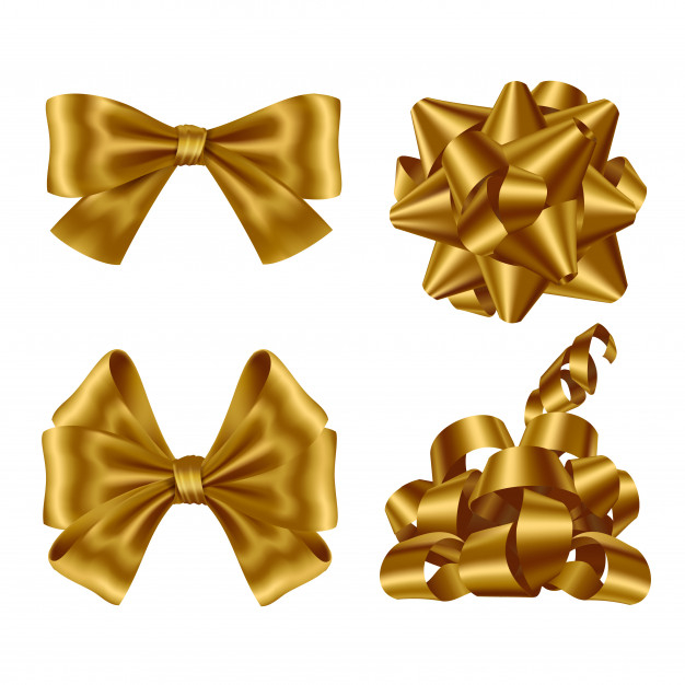 Gold ribbons and bows set Free Vector - Nohat - Free for designer