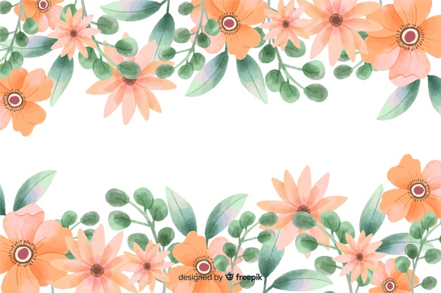 Free: Orange flowers frame background with watercolor design Free Vector -  