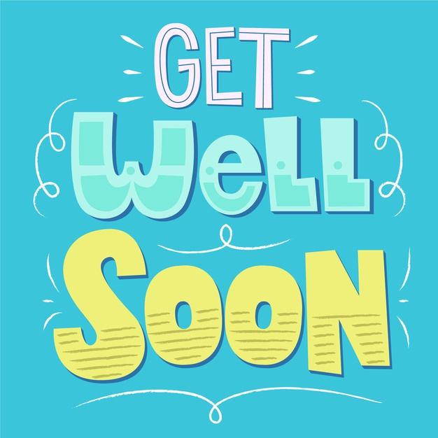 Get well soon hand lettering with cute bear. Motivational quote. Stock  Vector