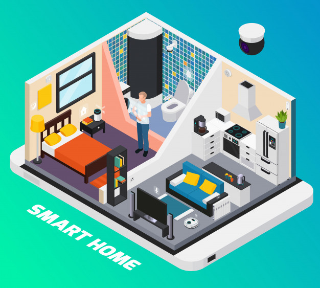 Smart house remote control electronic gadgets Vector Image