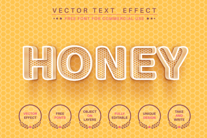 text,effect,honey,yellow,honeycomb