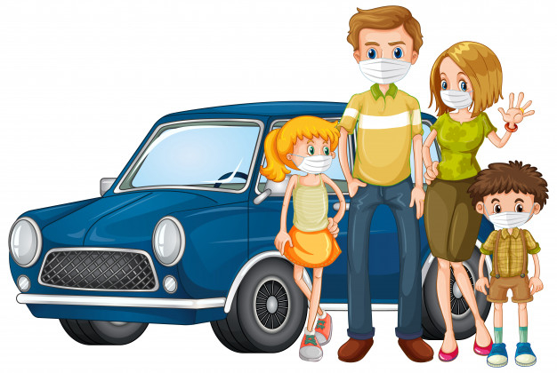 covid,prevent,wear,automobile,virus,vehicle,father,transport,mask,child,kid,cartoon,family,children,kids,car