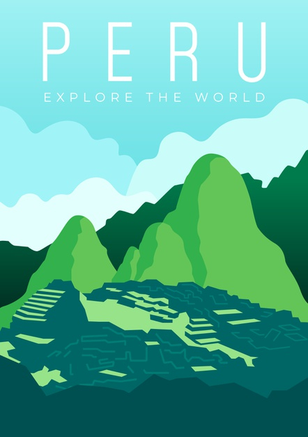 Free: Peru travelling poster design illustrated Free Vector 