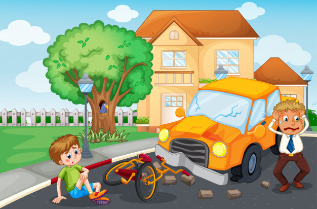 Free: Scene with accident on the road Free Vector 