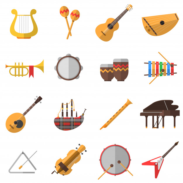 Free: Musical instruments icons set Free Vector 