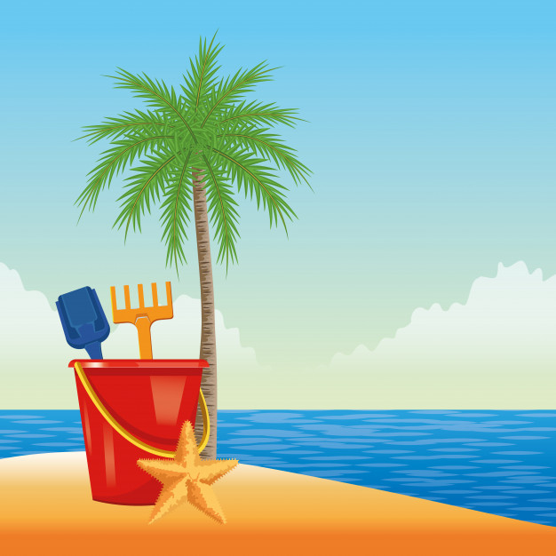 Free: Summer beach and vacation cartoon Free Vector 