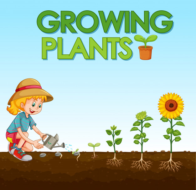 Free: Scene with kid planting trees in the garden Free Vector 