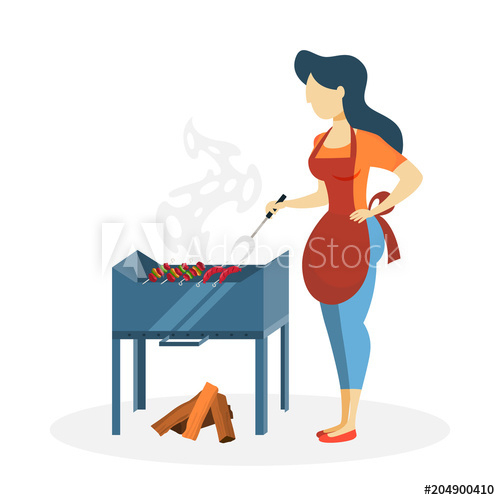 Cartoon Barbecue Equipment Outdoor Bbq Picnic Stock Vector