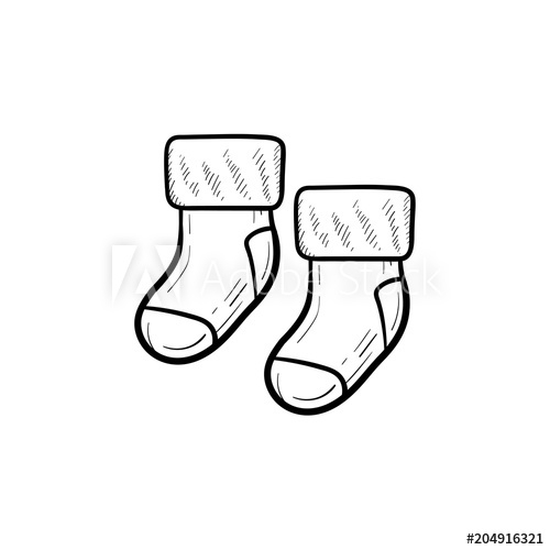 Free: Baby pair of socks hand drawn outline doodle icon 