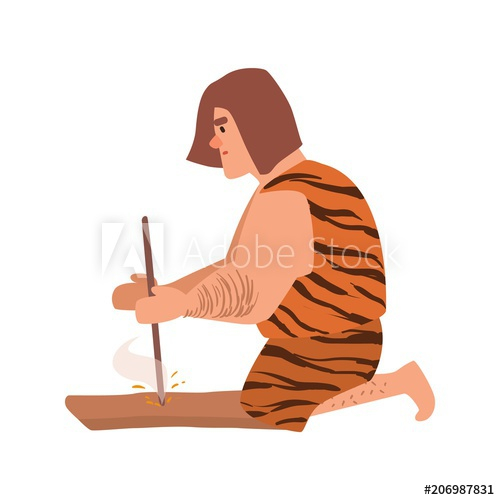primitive,archaic,man,caveman,dressed,skin,clothes,lighting,fire,friction,grinding,piece,wood,hand,drilling,adult,ancient,balefire,burn,cartoon,character,clothing,coloured,colourful,combust,combustion,create,drill,ember,flat,fur,guy,holding,human,illustration,isolated,light,constructed,male,neanderthal,paleolithic,people,person,prehistoric,primeval,stick,stone age,tool,adobestock