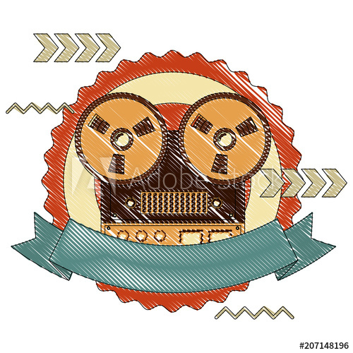 Vintage Analog Reel Tape Recorder. Stock Vector - Illustration of