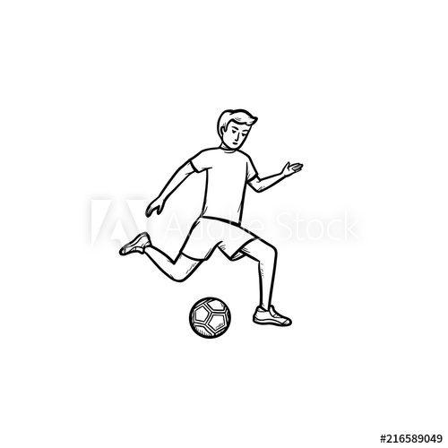 Handwriting text writing Kick Off. Concept meaning start or resumption of  football match in which player kicks ball. Stock Illustration