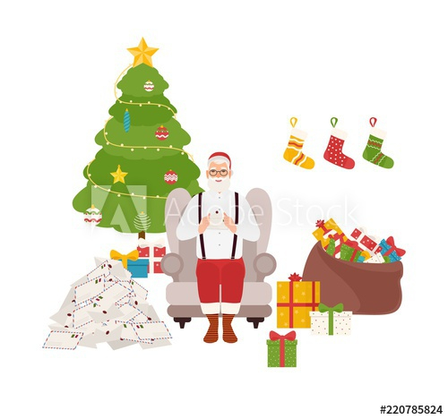 smiling,santa,claus,sitting,comfy,armchair,beside,decorated,christmas,tree,bag,full,gift,reading,letter,adorable,bearded,bright,cartoon,chair,character,cheerful,christmas eve,coloured,colourful,comfortable,cosy,cute,decoration,design element,envelope,festive,flat,funny,gift,happy,heap,holiday,home,house,illustration,interior,isolated,letter,male,man,open,person,adobestock
