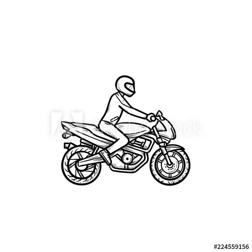 Motorcycle Doodle Vector Art PNG Images