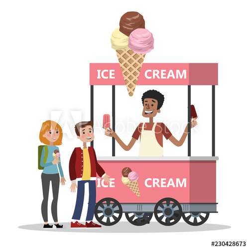 Free: Children buy ice cream from the cart 