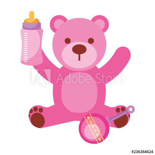 pink,bear,milk,bottle,rattle,toy,illustration,baby,vector,cute,children,children,newborn,cartoon,pacifier,icon,shower,background,teddy,fun,food,design,element,childhood,birth,graphic,symbol,care,drawing,little,adobestock