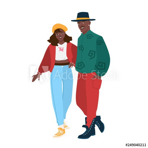 fashionable african american girl posing in 80s style clothes with