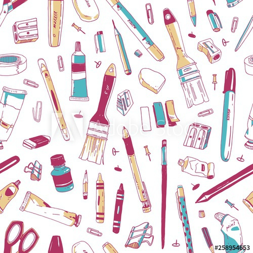 seamless,pattern,stationery,art,office,tool,school,supply,white,background,realistic,adhesive tape,artistic,back to school,bookmark,brush,colourful,creativity,design,drawing,drawn,endless,equipment,eraser,fabric,flier,good,hand-drawn,illustration,marker,paint,pen,crayons,pencil sharpener,poster,print,product,drawing pin,scattered,scissors,style,textile,texture,thumbtack,tool,tube,utensil,adobestock