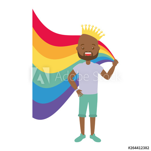 people,pride,afro,american,man,crown,rainbow,male,vector,illustration,homosexual,black,love,gay,tolerance,sex,flag,background,african,happy,lesbian,bisexual,international,right,female,multiracial,nubes,homosexuality,flat,young,support,freedom,adobestock
