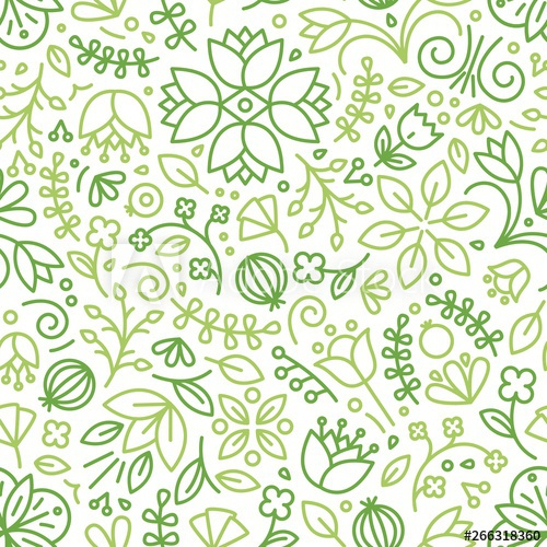 Green Floral Pattern Seamless Background Free Vector Download