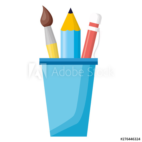 School cup with artistic utensils paint brush Vector Image