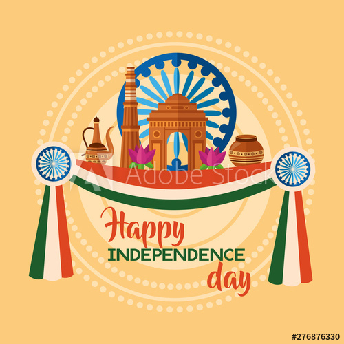 Free: happy independence day india flat design 