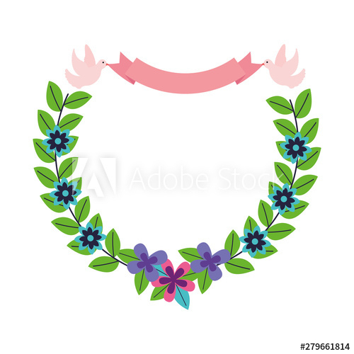 Free: pigeons ribbon garland flowers decoration 