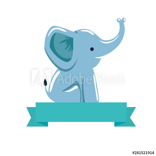 Big and small cartoon elephants. Vector clip art illustration with