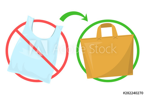 Plastic bag one line colored continuous drawing Vector Image