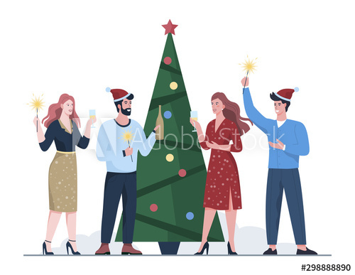 Holiday Party In The Office Stock Illustration - Download Image