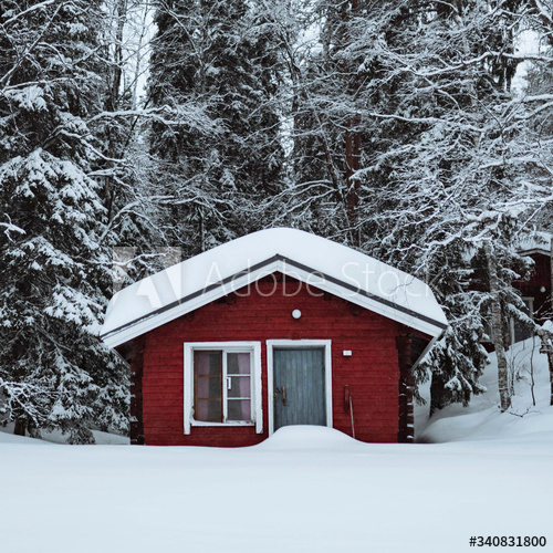 red,cabin,snowy,forest,snow,advertisement,alone,architecture,building,cold,countryside,cute,door,finland,freezing,frosty,glacé,hi-res,home,house,hut,lapland,natural,nature,1,pine,fir-wood,plant,snow-covered,square,thick,tree,tree,twig,window,winter,wood,adobestock