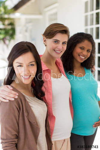 portrait,happiness,pregnant,woman,friends,adult,young,caucasian,african,together,racked,lifestyle,domestic life,smile,outdoors,day,people,three,group,adobestock