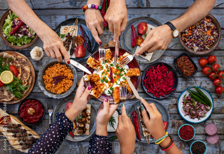 sharing,hand,dining,muslim,family,holding,people,meatball,aubergine,table,topview,ramadan,lebanese,adana,arabic,bar-b-q,turkey,grill,lunch,grilled,bar-b-q,eatery,dinner,meal,turkish,bar-b-q,food,meat,four people,adobestock