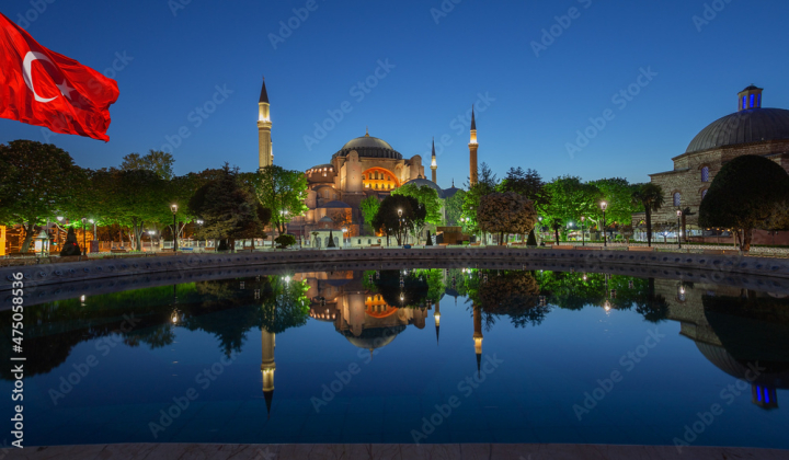 mosque,sophia,dusk,flag,church,christianity,tour tourism,dome,holiday maker,east,ramadan,arabic,empire,city landscape,place,minaret,cathedral,architecture,tower,famous,ottoman,old,istanbul,asia,marmara,night,aya,history,spirituality,lighting,religion,urban,outdoors,museum,turkish,turkey,sunset,district,culture,building,location,style,travel,architectural,byzantine,adobestock