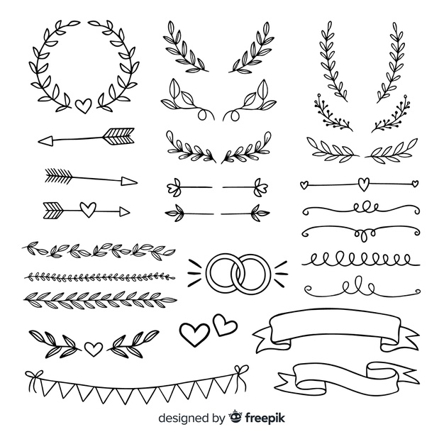 Free: Collection of minimalist hand drawn wedding ornaments Free Vector - nohat.cc