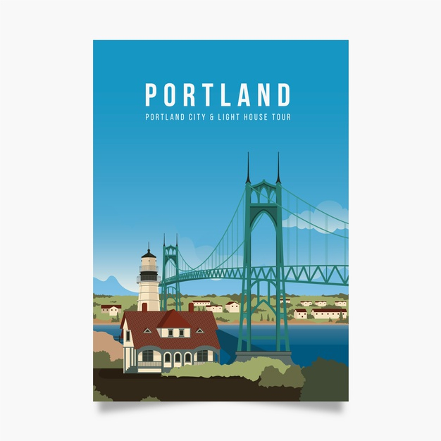 ready to print,portland,attraction,ready,famous,promotional,tourist,journey,beautiful,ad,print,tourism,leaflet,marketing,world,retro,template,travel,poster,flyer