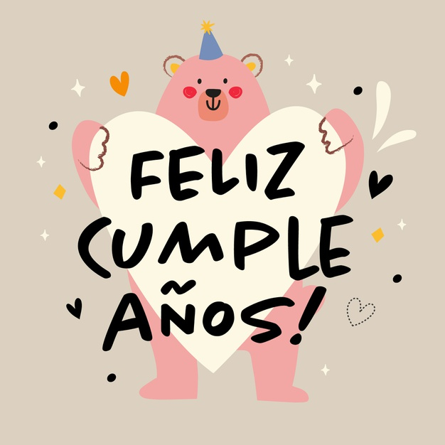 annual,spanish,birth,festive,lettering,calligraphy,celebrate,bear,happy,celebration,anniversary,party,happy birthday,invitation,birthday