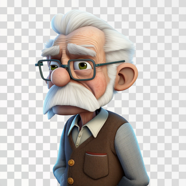 Free: 3D avatar of an old man PNG transparent 