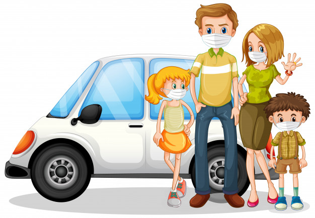 covid,prevent,wear,automobile,virus,vehicle,father,mask,child,kid,cartoon,family,kids,car