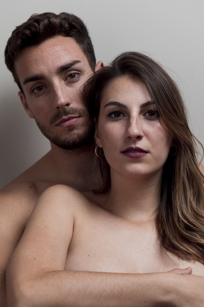 Couple, women, naked, embracing, Stock Photo, Picture And Rights