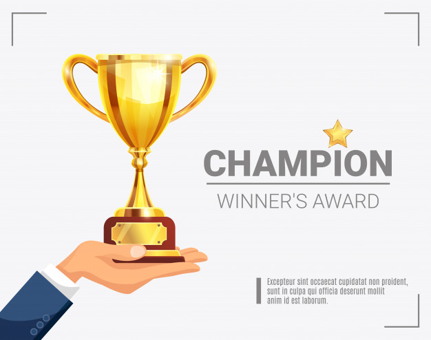 Free Vector  Win achievement. happy awarding of many trophy prize
