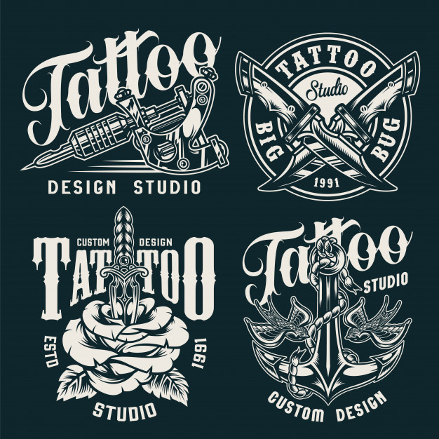 Free: Vintage tattoo studio badges Free Vector - nohat.cc