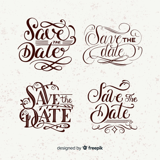 Save the date vintage text for wedding day Vector Image