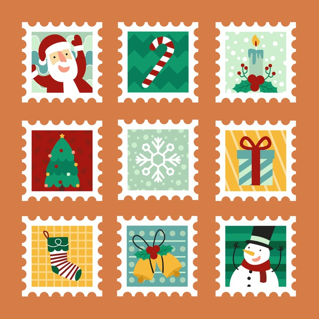 Free Vector  Cute post stamps collection