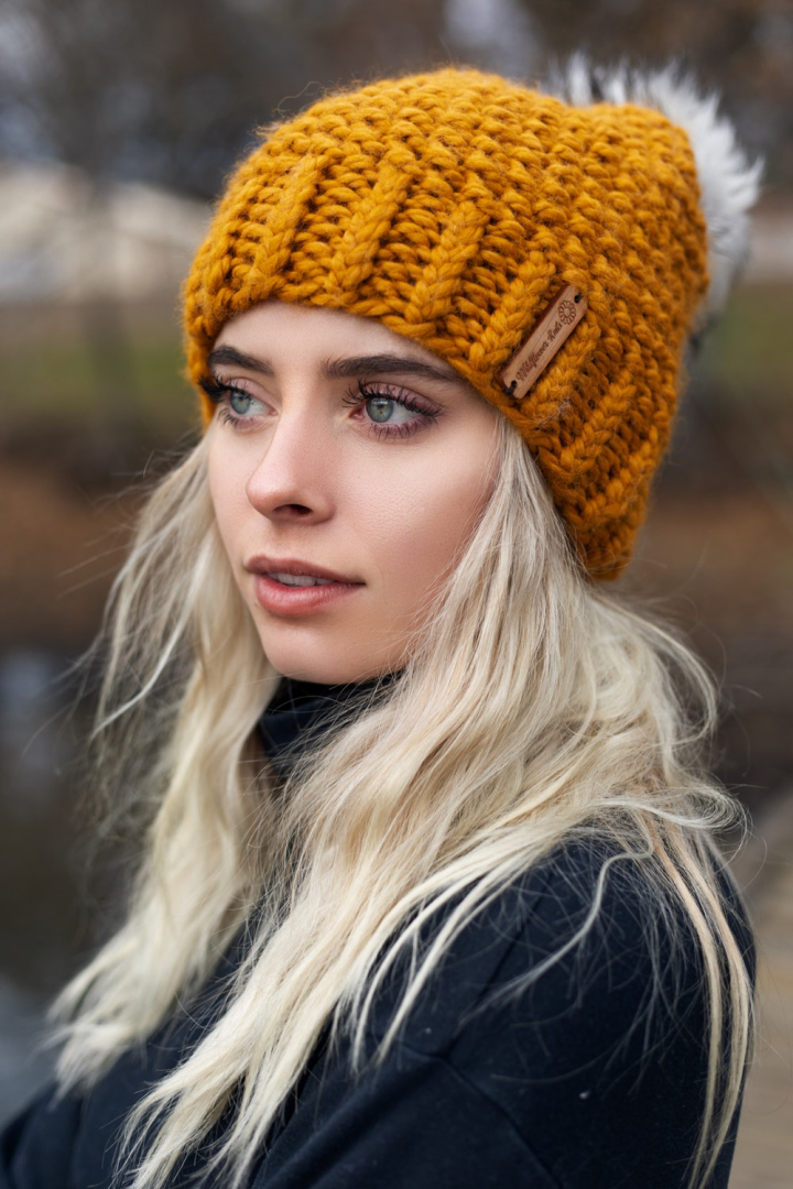 Woman sales wearing beanie