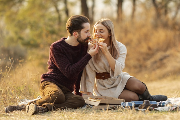 platonic,togetherness,outside,outdoors,best friends,relationship,happiness,best,young,together,eating,youth,friendship,fun,friends,pizza,man,woman