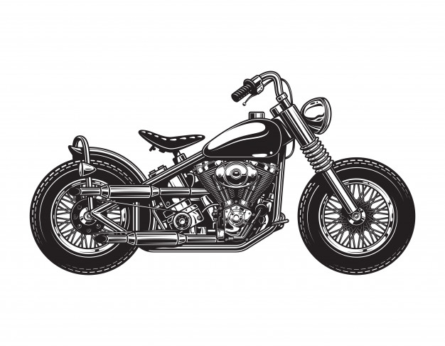 Free: Vintage chopper motorcycle side view template Free Vector 