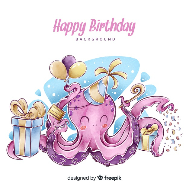 Free: Watercolor style happy birthday background Free Vector 