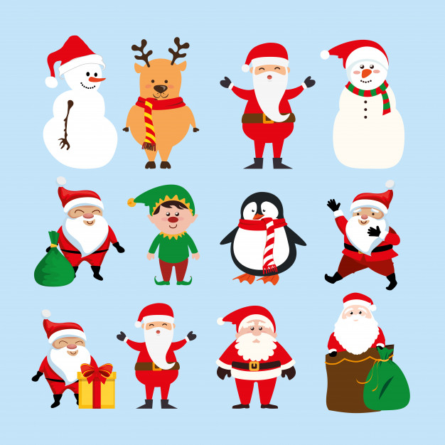 Set of christmas characters 1406367 Vector Art at Vecteezy